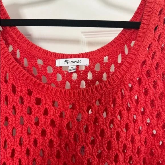 Madewell Bright Red Open-Knit Tank Top - Picture 3 of 4